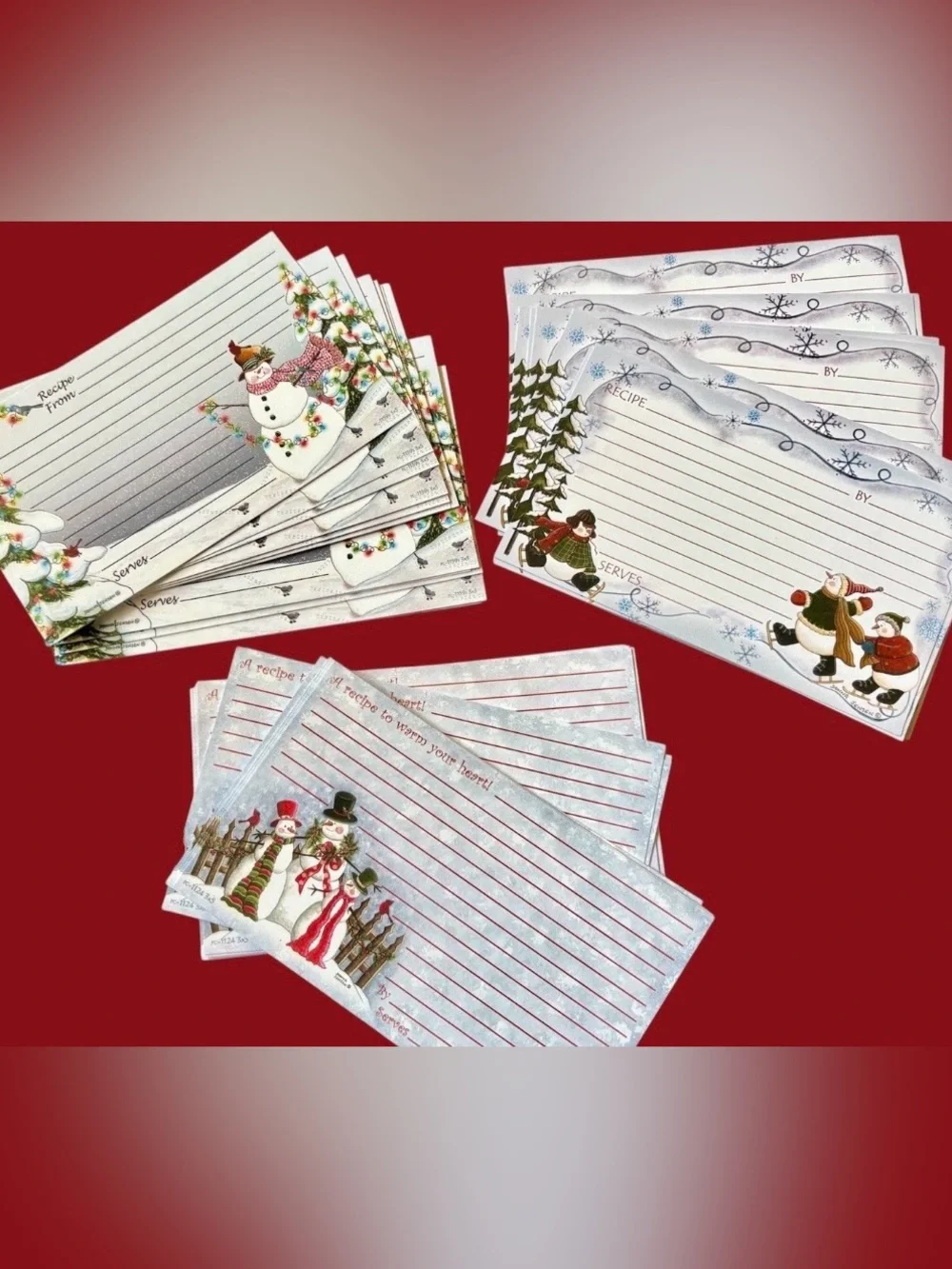 Snowmen Recipe Card assortment New 3x5”- 30 cards